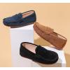 imageDADAWEN Toddler Little Kid Boys Girls Soft Suede Leather Slip On Loafer Flats Dress Shoes Casual Boat Shoes Wedding Church School Oxford Shoes LoafersBlack