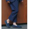 imageDADAWEN Toddler Little Kid Boys Girls Soft Suede Leather Slip On Loafer Flats Dress Shoes Casual Boat Shoes Wedding Church School Oxford Shoes LoafersBlue