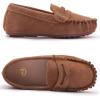 imageDADAWEN Toddler Little Kid Boys Girls Soft Suede Leather Slip On Loafer Flats Dress Shoes Casual Boat Shoes Wedding Church School Oxford Shoes LoafersBrown