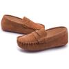 imageDADAWEN Toddler Little Kid Boys Girls Soft Suede Leather Slip On Loafer Flats Dress Shoes Casual Boat Shoes Wedding Church School Oxford Shoes LoafersBrown