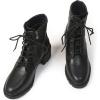 imageDADAWEN Womens Chunky Heel Ankle Booties Lace up Side Zipper Lug Sole Combat Ankle Boots