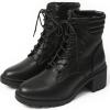 imageDADAWEN Womens Chunky Heel Ankle Booties Lace up Side Zipper Lug Sole Combat Ankle Boots