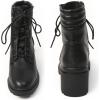 imageDADAWEN Womens Chunky Heel Ankle Booties Lace up Side Zipper Lug Sole Combat Ankle Boots