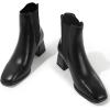imageDADAWEN Womens Elastic Gore Chelsea Boots Chunky Block Heel Ankle BootiesBlack