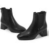 imageDADAWEN Womens Elastic Gore Chelsea Boots Chunky Block Heel Ankle BootiesBlack