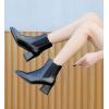 imageDADAWEN Womens Elastic Gore Chelsea Boots Chunky Block Heel Ankle BootiesBlack