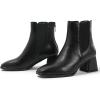 imageDADAWEN Womens Elastic Gore Chelsea Boots Chunky Block Heel Ankle BootiesBlack