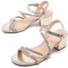 imageDADAWEN Womens Strappy Open Toe Rhinestone Low Block Chunky Heels Sandals Ankle Buckle Heeled Sandals Wedding Party Dress Pumps ShoesGoldRhinestone