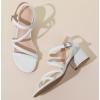 imageDADAWEN Womens Strappy Open Toe Rhinestone Low Block Chunky Heels Sandals Ankle Buckle Heeled Sandals Wedding Party Dress Pumps ShoesWhite