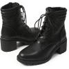 imageDADAWEN Womens Chunky Heel Ankle Booties Lace up Side Zipper Lug Sole Combat Ankle Boots