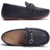 imageDADAWEN Toddler Little Kid Boys Girls Soft Leather Loafer Casual Moccasin Flats Dress Shoes Penny Slip On Boat Shoes School Wedding Church LoafersBlue