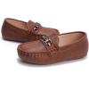 imageDADAWEN Toddler Little Kid Boys Girls Soft Leather Loafer Casual Moccasin Flats Dress Shoes Penny Slip On Boat Shoes School Wedding Church LoafersBrown