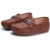 imageDADAWEN Toddler Little Kid Boys Girls Soft Leather Loafer Casual Moccasin Flats Dress Shoes Penny Slip On Boat Shoes School Wedding Church LoafersBrown