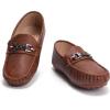imageDADAWEN Toddler Little Kid Boys Girls Soft Leather Loafer Casual Moccasin Flats Dress Shoes Penny Slip On Boat Shoes School Wedding Church LoafersBrown