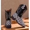 imageDADAWEN Boys Girls Cowboy Boots Embroidery Glitter Mid Calf Square Toe Kids Western Cowgirl Boots Riding Shoes ToddlerLittle KidBig KidBlack