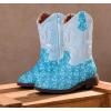 imageDADAWEN Boys Girls Cowboy Boots Embroidery Glitter Mid Calf Square Toe Kids Western Cowgirl Boots Riding Shoes ToddlerLittle KidBig KidBlue