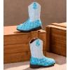 imageDADAWEN Boys Girls Cowboy Boots Embroidery Glitter Mid Calf Square Toe Kids Western Cowgirl Boots Riding Shoes ToddlerLittle KidBig KidBlue