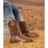 imageDADAWEN Boys Girls Cowboy Boots Embroidery Glitter Mid Calf Square Toe Kids Western Cowgirl Boots Riding Shoes ToddlerLittle KidBig KidBrown