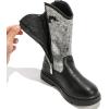 imageDADAWEN Boys Girls Cowboy Boots Bumps Embroidery Square Toe Mid Calf Western Cowgirl Boots Riding Shoes Toddler Little Kid Big Kid02black