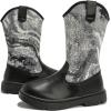 imageDADAWEN Boys Girls Cowboy Boots Bumps Embroidery Square Toe Mid Calf Western Cowgirl Boots Riding Shoes Toddler Little Kid Big Kid02black