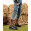 imageDADAWEN Boys Girls Cowboy Boots Bumps Embroidery Square Toe Mid Calf Western Cowgirl Boots Riding Shoes Toddler Little Kid Big KidBlack