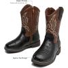 imageDADAWEN Boys Girls Cowboy Boots Bumps Embroidery Square Toe Mid Calf Western Cowgirl Boots Riding Shoes Toddler Little Kid Big KidBlack