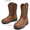 imageDADAWEN Boys Girls Cowboy Boots Bumps Embroidery Square Toe Mid Calf Western Cowgirl Boots Riding Shoes Toddler Little Kid Big KidBrown