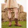imageDADAWEN Boys Girls Cowboy Boots Bumps Embroidery Square Toe Mid Calf Western Cowgirl Boots Riding Shoes Toddler Little Kid Big KidBrown