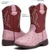 imageDADAWEN Boys Girls Cowboy Boots Bumps Embroidery Square Toe Mid Calf Western Cowgirl Boots Riding Shoes Toddler Little Kid Big KidPink