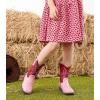 imageDADAWEN Boys Girls Cowboy Boots Bumps Embroidery Square Toe Mid Calf Western Cowgirl Boots Riding Shoes Toddler Little Kid Big KidPink