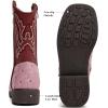 imageDADAWEN Boys Girls Cowboy Boots Bumps Embroidery Square Toe Mid Calf Western Cowgirl Boots Riding Shoes Toddler Little Kid Big KidPink