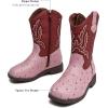 imageDADAWEN Boys Girls Cowboy Boots Bumps Embroidery Square Toe Mid Calf Western Cowgirl Boots Riding Shoes Toddler Little Kid Big KidPink