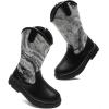 imageDADAWEN Boys Girls Cowboy Boots Bumps Embroidery Square Toe Mid Calf Western Cowgirl Boots Riding Shoes Toddler Little Kid Big Kid02black