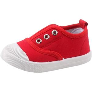 imageDADAWEN Boys Girls Candy Color Canvas SlipOn Lightweight Sneakers Cute Casual Running ShoesRed