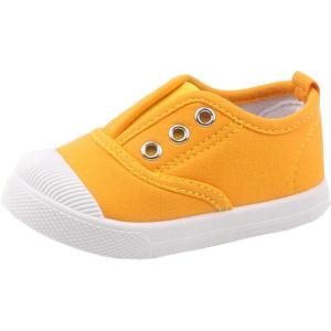 imageDADAWEN Boys Girls Candy Color Canvas SlipOn Lightweight Sneakers Cute Casual Running ShoesYellow