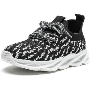 imageDADAWEN ToddlerLittle Kid Boys Girls Lightweight Breathable Sneakers Strap Athletic Tennis Shoes for Running WalkingBlack and White