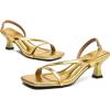 imageDADAWEN Womens Dressy Strappy Low Kitten Heel Square Open Toe Sandals Buckle Strap Summer Dress Shoes Pumps for Party Wedding Dance EveningGold