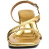 imageDADAWEN Womens Dressy Strappy Low Kitten Heel Square Open Toe Sandals Buckle Strap Summer Dress Shoes Pumps for Party Wedding Dance EveningGold