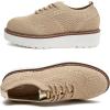 imageDADAWEN Womens Platform LaceUp Wingtips Square Toe Oxford Shoes Mesh Breathable Knit Comfort Casual Dressy School Work Dress ShoesBeige