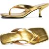 imageDADAWEN Womens Kitten Heels Thong Sandals Square Open Toe Flip Flop Heels Slip On Fashion Summer Dressy Party Wedding Pumps Heeled SandalsGold