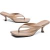imageDADAWEN Womens Kitten Heels Thong Sandals Square Open Toe Flip Flop Heels Slip On Fashion Summer Dressy Party Wedding Pumps Heeled SandalsNude