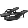 imageDADAWEN Womens Kitten Heels Thong Sandals Square Open Toe Flip Flop Heels Slip On Fashion Summer Dressy Party Wedding Pumps Heeled SandalsBlack