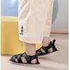 imageDADAWEN Baby Boys Girls Closed Toe Summer Sandals Lightweight NonSlip Soft Sole Leather Athletic Sandals Outdoor Toddler First Walking ShoesBlack