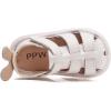 imageDADAWEN Baby Boys Girls Closed Toe Summer Sandals Lightweight NonSlip Soft Sole Leather Athletic Sandals Outdoor Toddler First Walking ShoesWhite