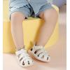 imageDADAWEN Baby Boys Girls Closed Toe Summer Sandals Lightweight NonSlip Soft Sole Leather Athletic Sandals Outdoor Toddler First Walking ShoesWhite