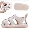 imageDADAWEN Baby Boys Girls Closed Toe Summer Sandals Lightweight NonSlip Soft Sole Leather Athletic Sandals Outdoor Toddler First Walking ShoesWhite
