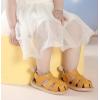 imageDADAWEN Baby Boys Girls Closed Toe Summer Sandals Lightweight NonSlip Soft Sole Leather Athletic Sandals Outdoor Toddler First Walking ShoesYellow