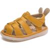 imageDADAWEN Baby Boys Girls Closed Toe Summer Sandals Lightweight NonSlip Soft Sole Leather Athletic Sandals Outdoor Toddler First Walking ShoesYellow