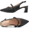 imageDADAWEN Womens Slingback Kitten Heels Closed Pointed Toe Low Heels Wedding Party Dress Pumps ShoesBlack
