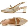 imageDADAWEN Womens Slingback Kitten Heels Closed Pointed Toe Low Heels Wedding Party Dress Pumps ShoesGold